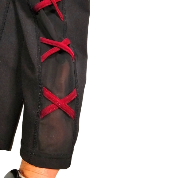 Peltoton Black Leggings Size Medium Sheer X Sides Pocket - Picture 2 of 6